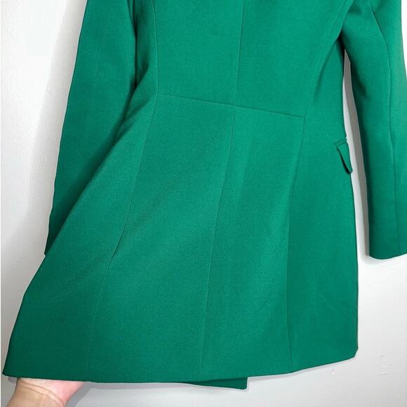Zara Green Blazer Dress Women’s Small Double Breasted Long Sleeve Blogger Fav - Picture 6 of 8